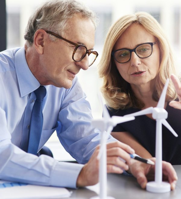 Business couple having consultations about wind energy Business couple having consultations about wind energy